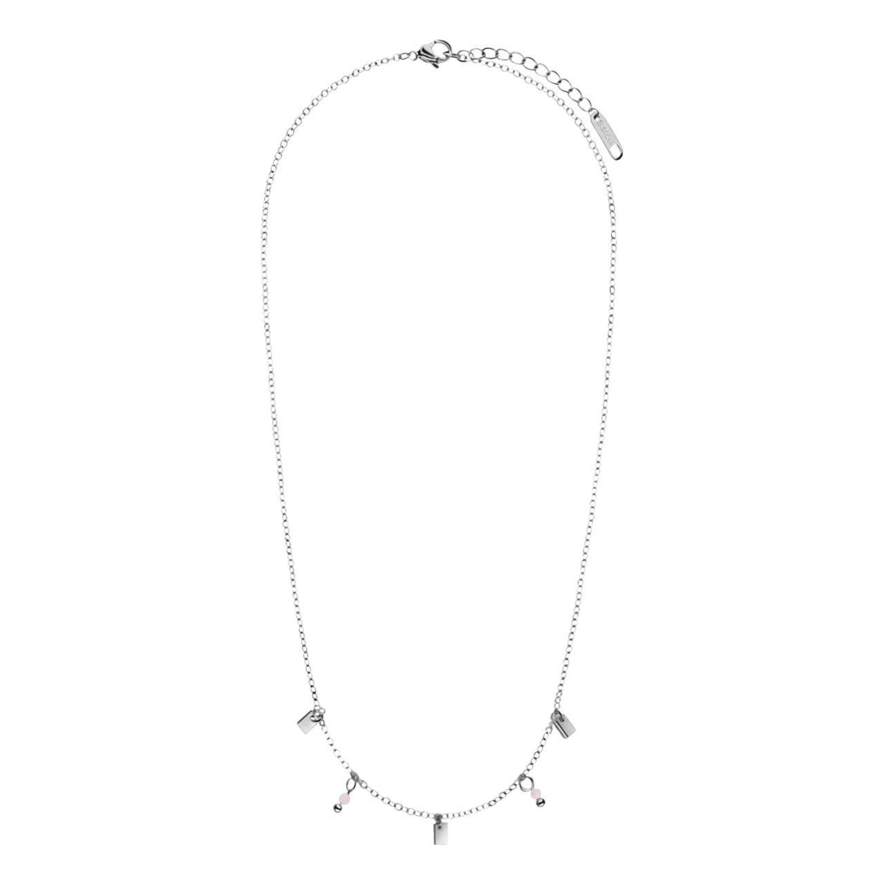 LuLu Jewels stalen ketting met rozenkwarts voor dames