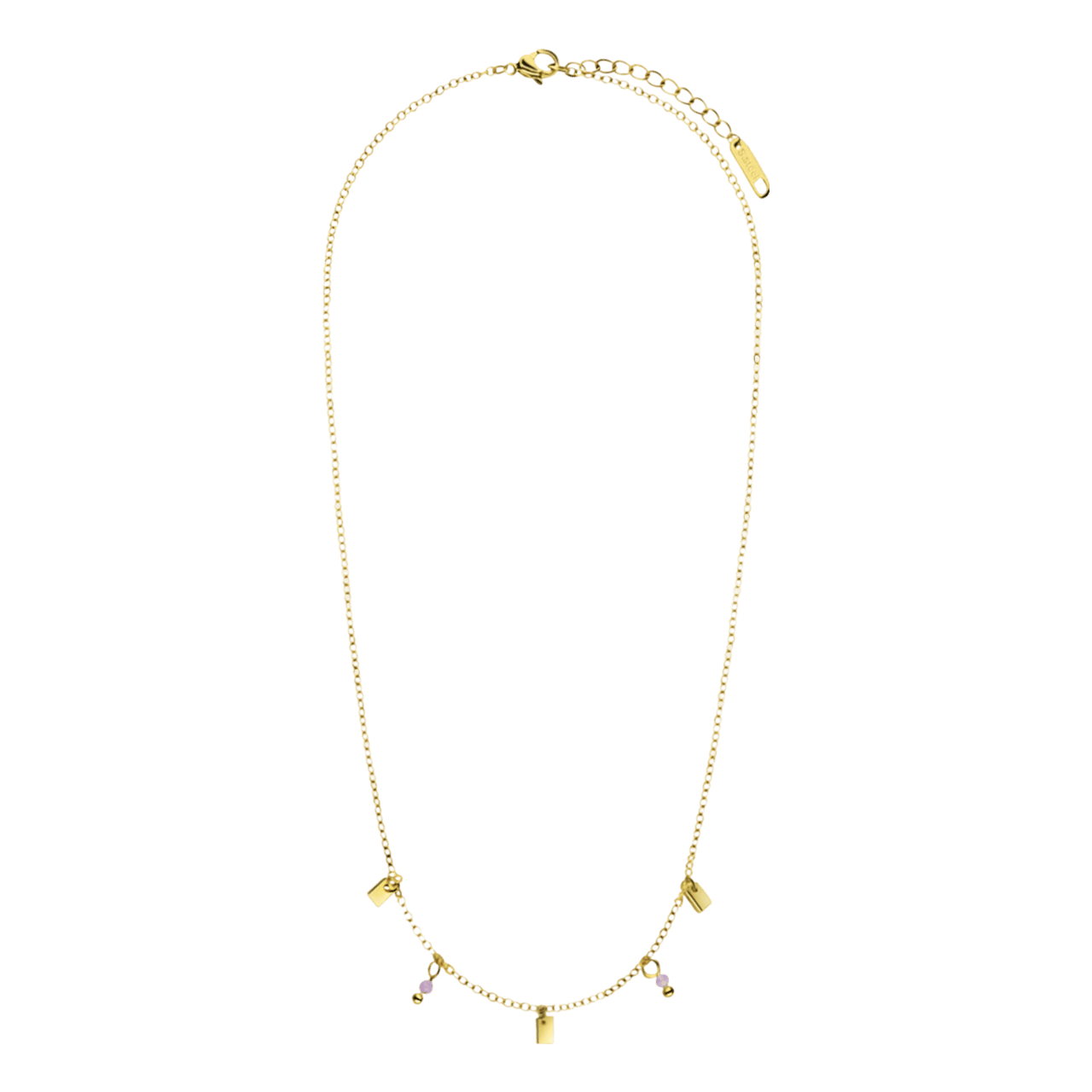 Stalen goldplated ketting met hanger met amethyst voor dames