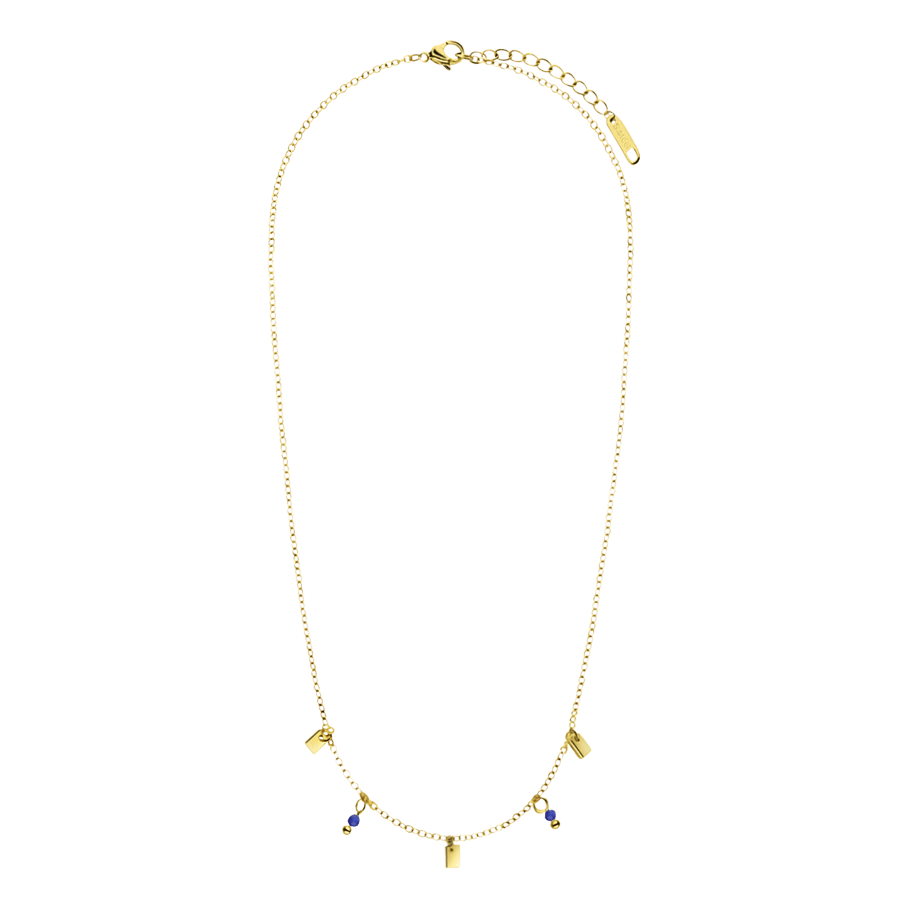 Halskette aus Edelstahl, vergoldet, mit Lapislazuli