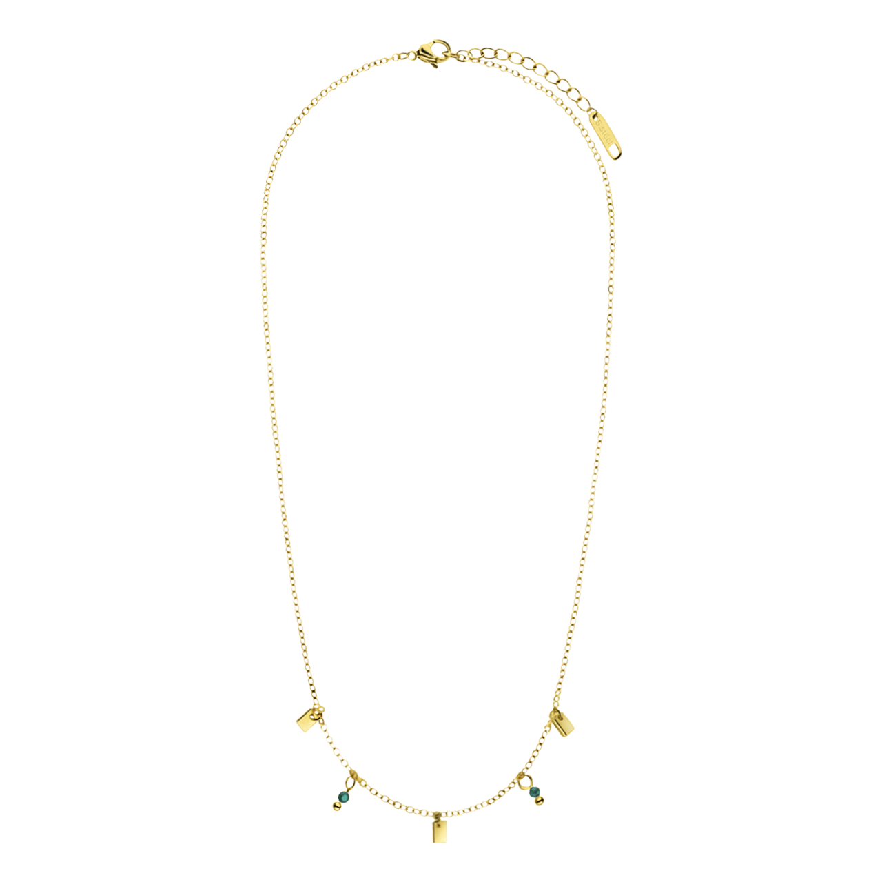 Stalen goldplated ketting met hanger met blue lace agaat voor dames