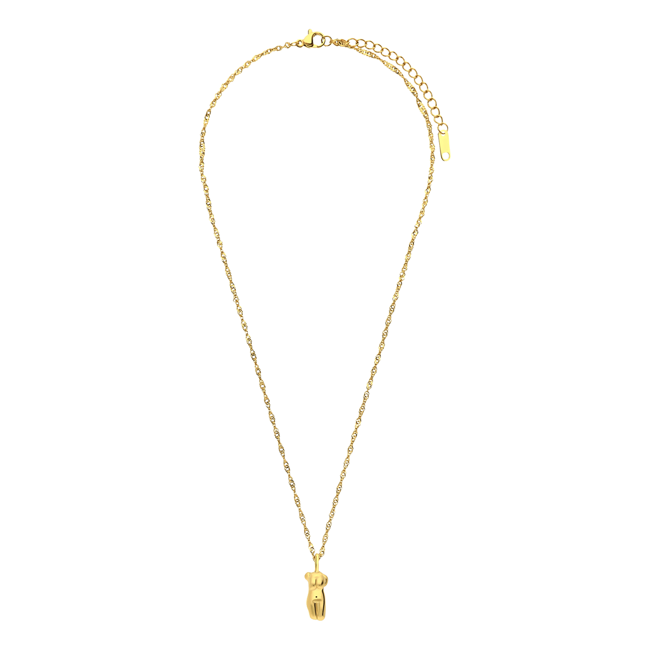 Stalen goldplated ketting met vrouwenlichaam voor dames