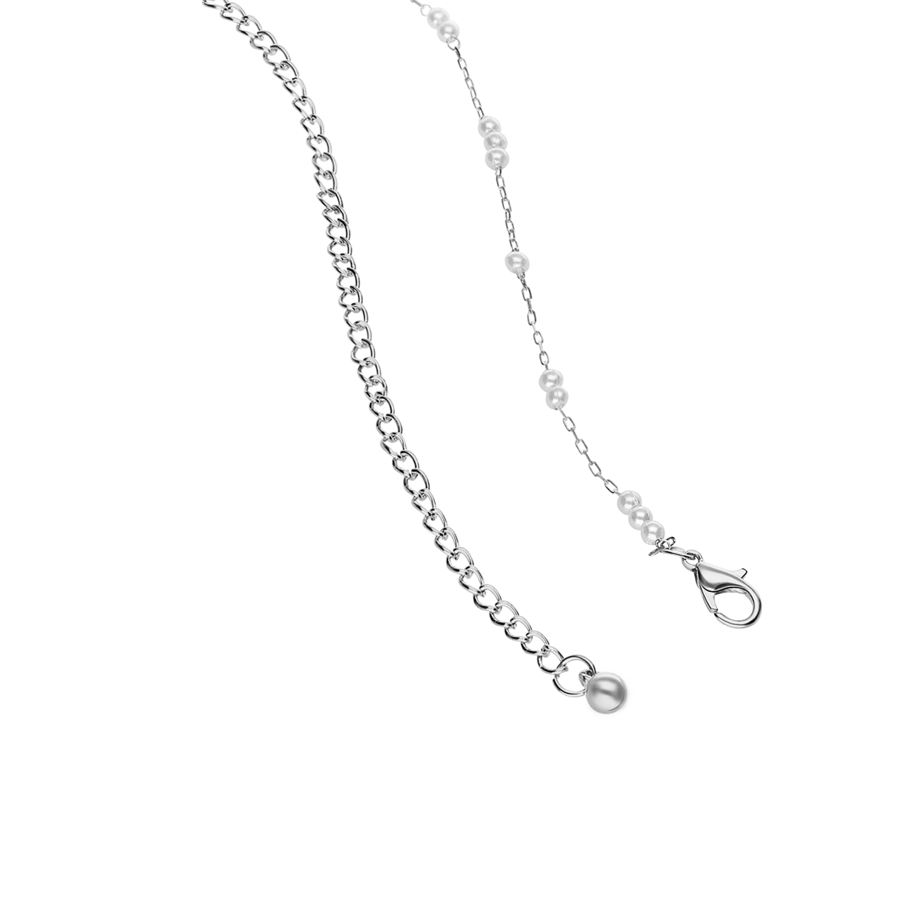 Zilverkleurige bijoux bodychain met parels