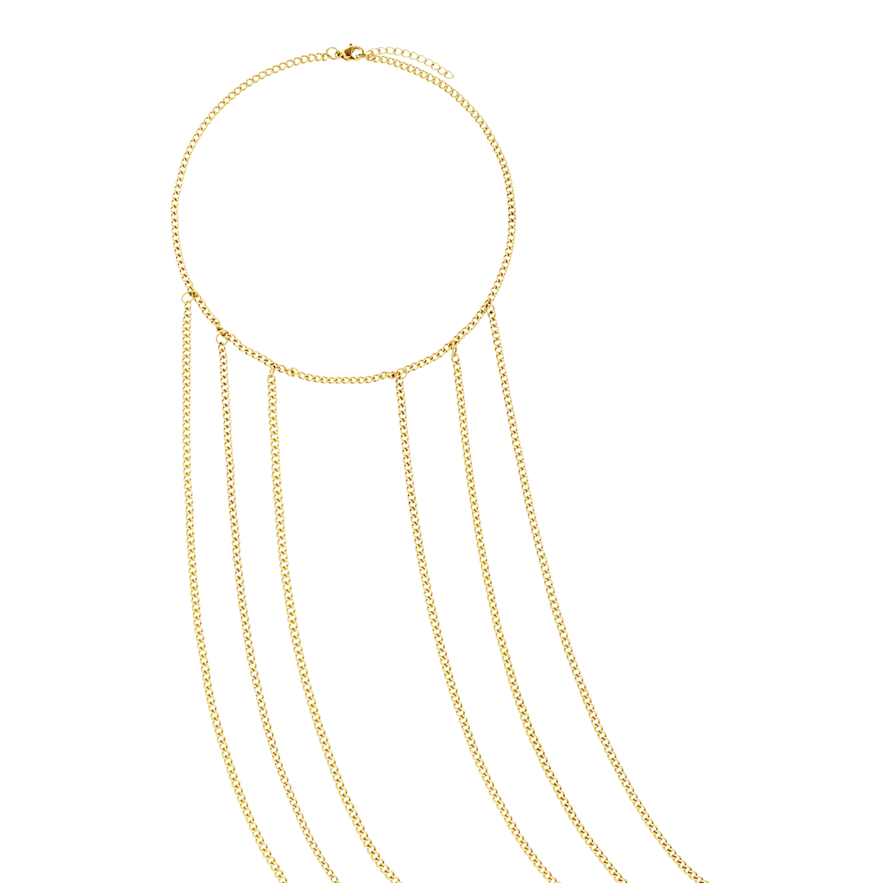Stalen goudkleurige bodychain schouder voor dames