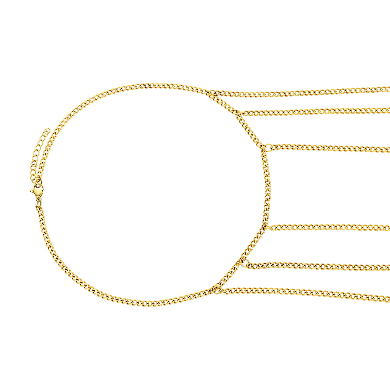 Stalen goudkleurige bodychain schouder voor dames