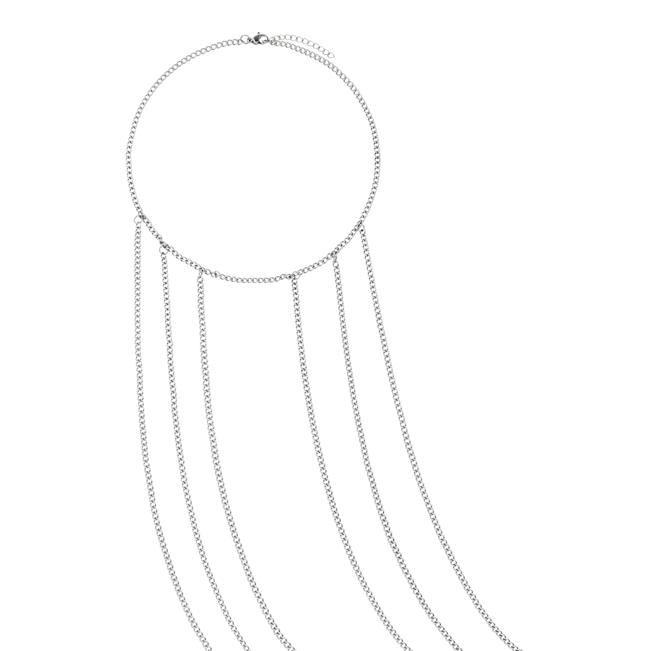 Stalen zilverkleurige bodychain voor dames