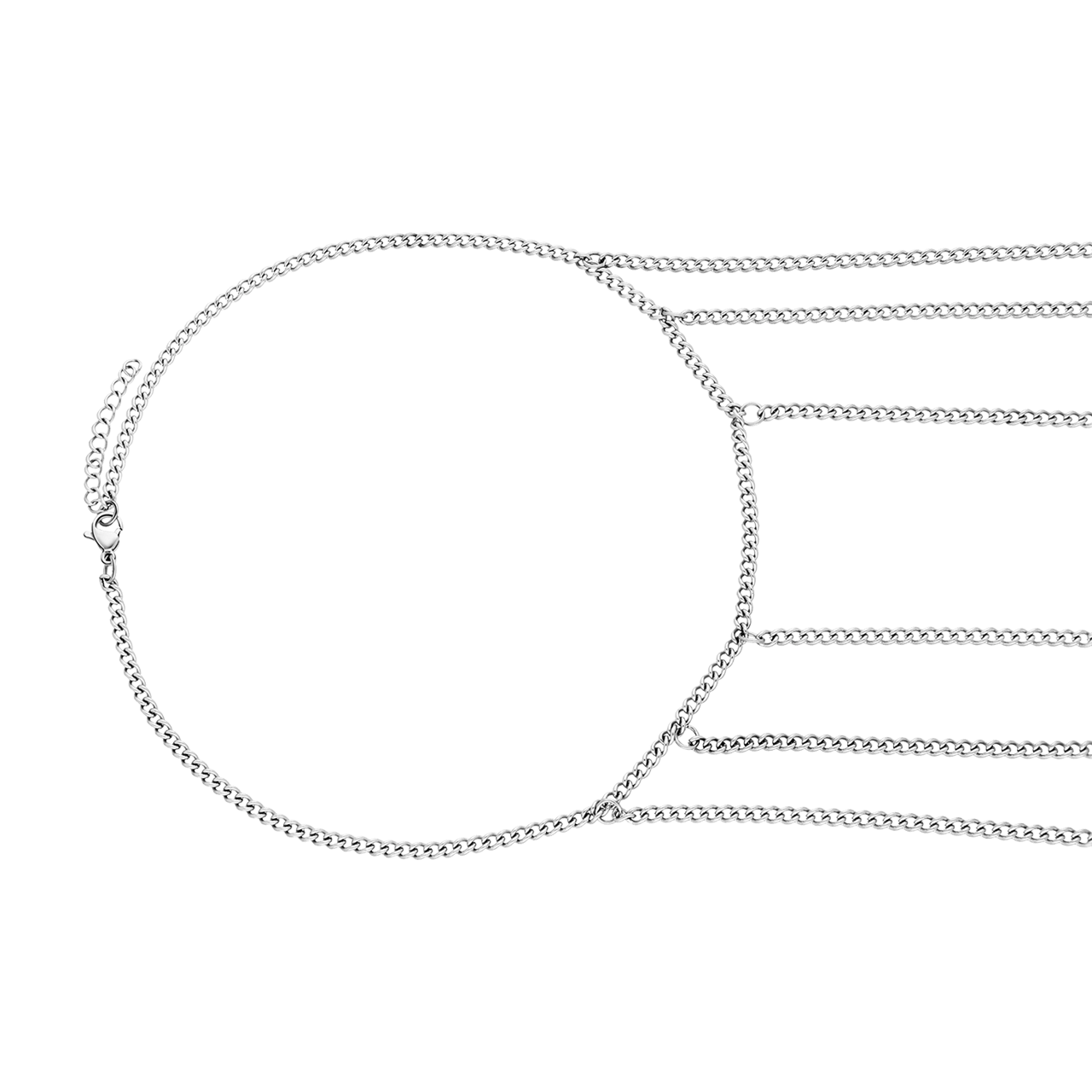 Stalen zilverkleurige bodychain voor dames