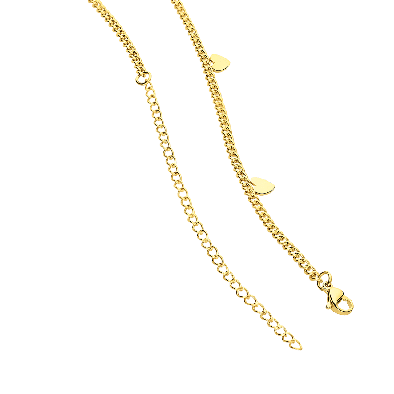 Stalen goldplated bodychain met hartjes