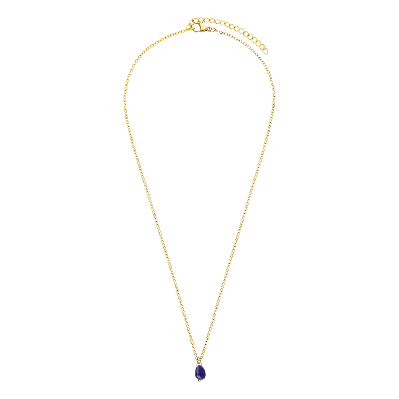 Stainless steel goldplated ketting met saffier voor dames