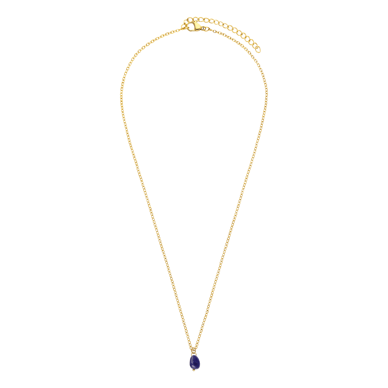 Stalen goldplated ketting met hanger met saffier voor dames