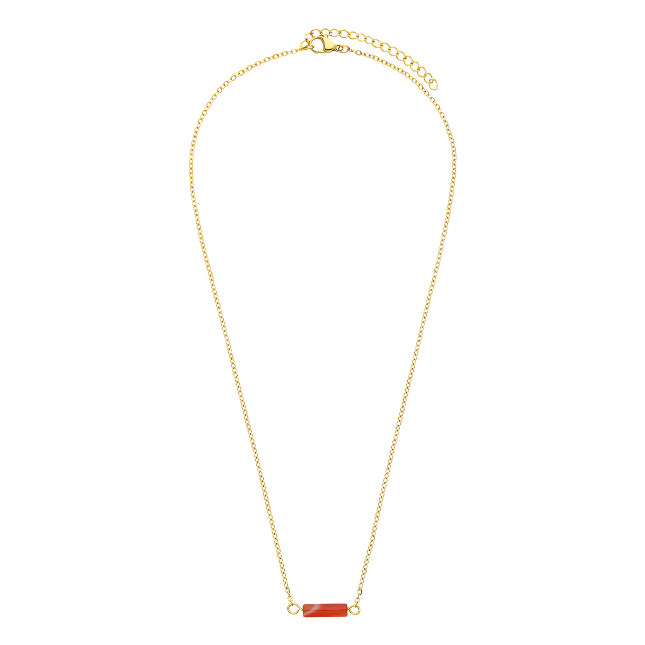 Stainless steel goldplated ketting met hanger met rode onyx voor dames