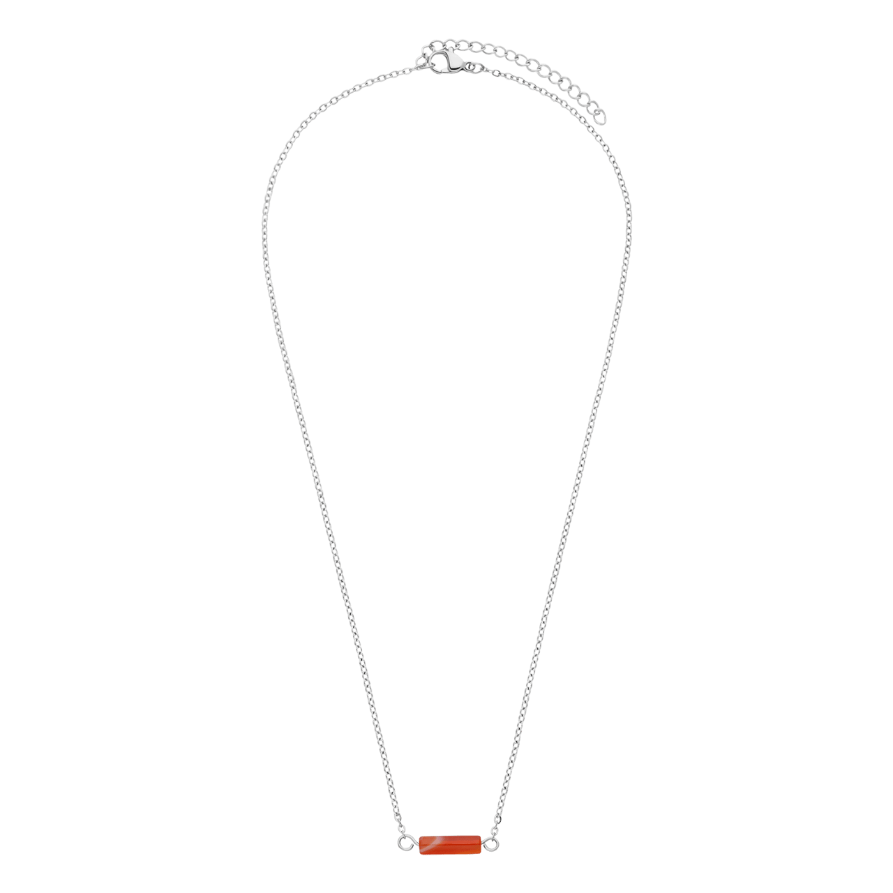 Stainless steel ketting met rode onyx voor dames