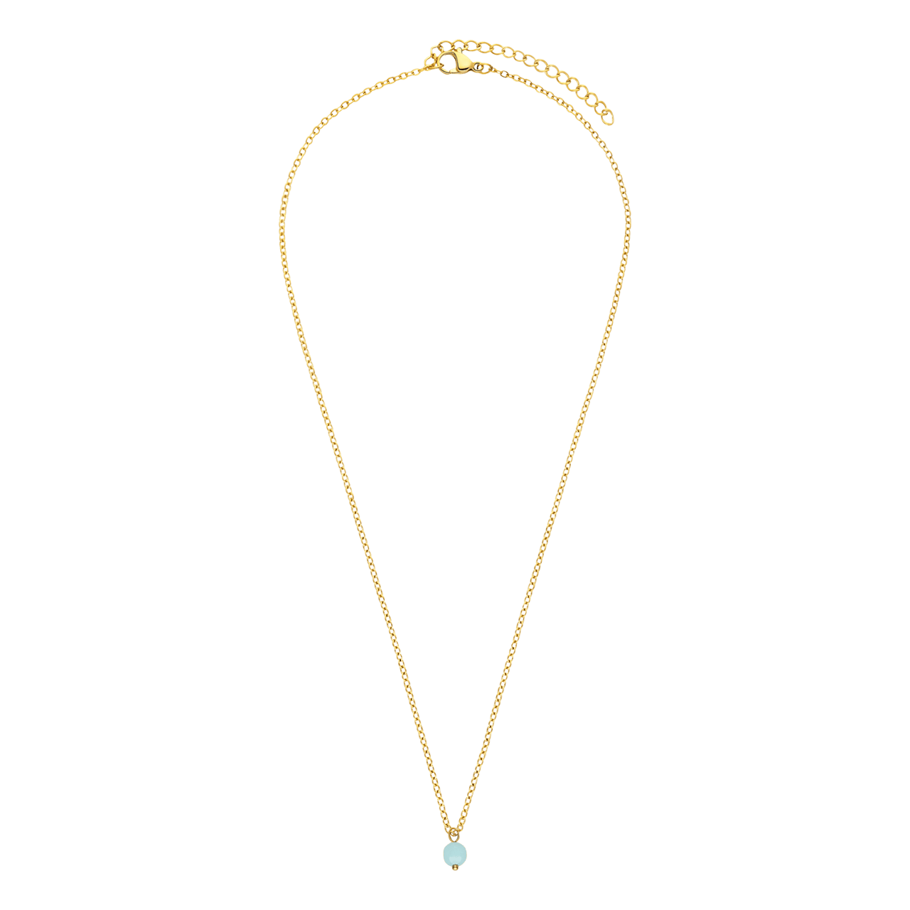 Stalen goldplated ketting met hanger met amazoniet voor dames