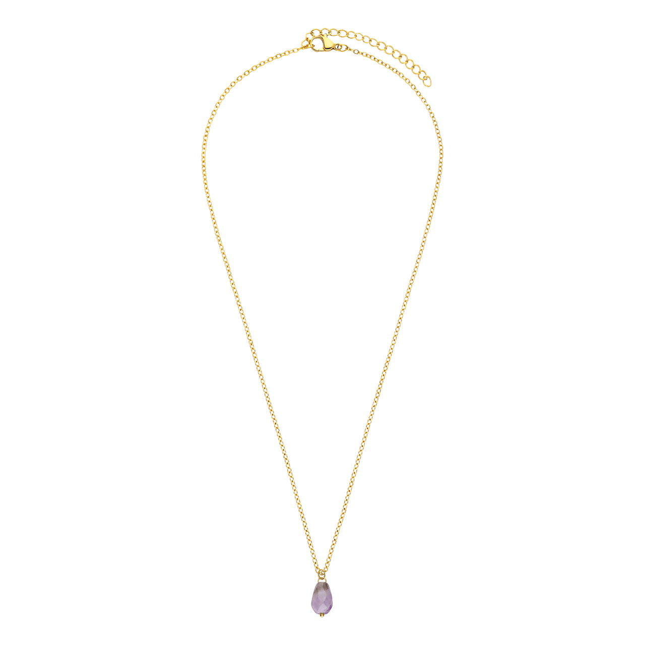 Halskette aus Edelstahl, vergoldet, mit Amethyst