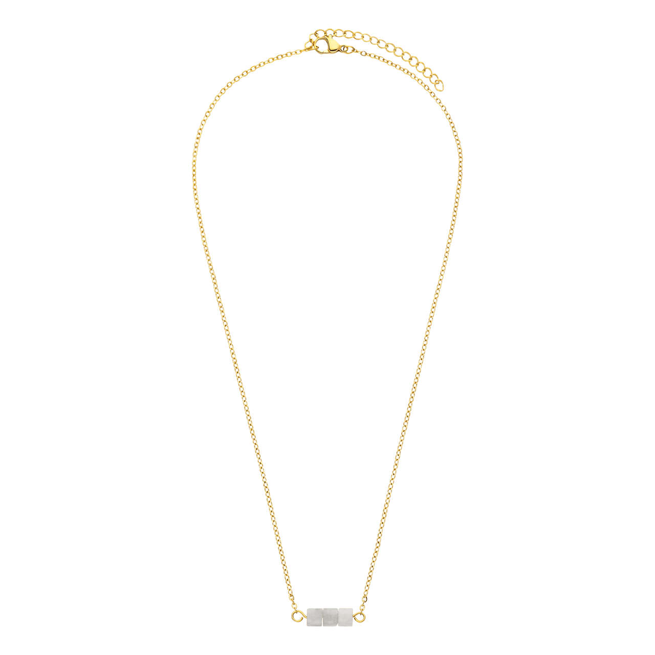 Stainless steel goldplated ketting met glitter steen voor dames