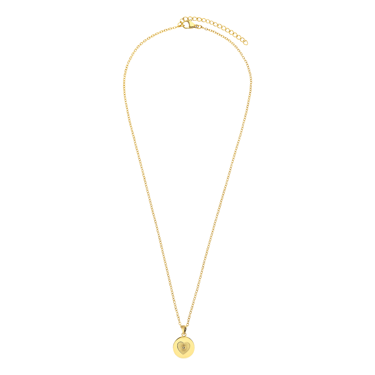 Stalen goldplated ketting met hanger hart voor dames