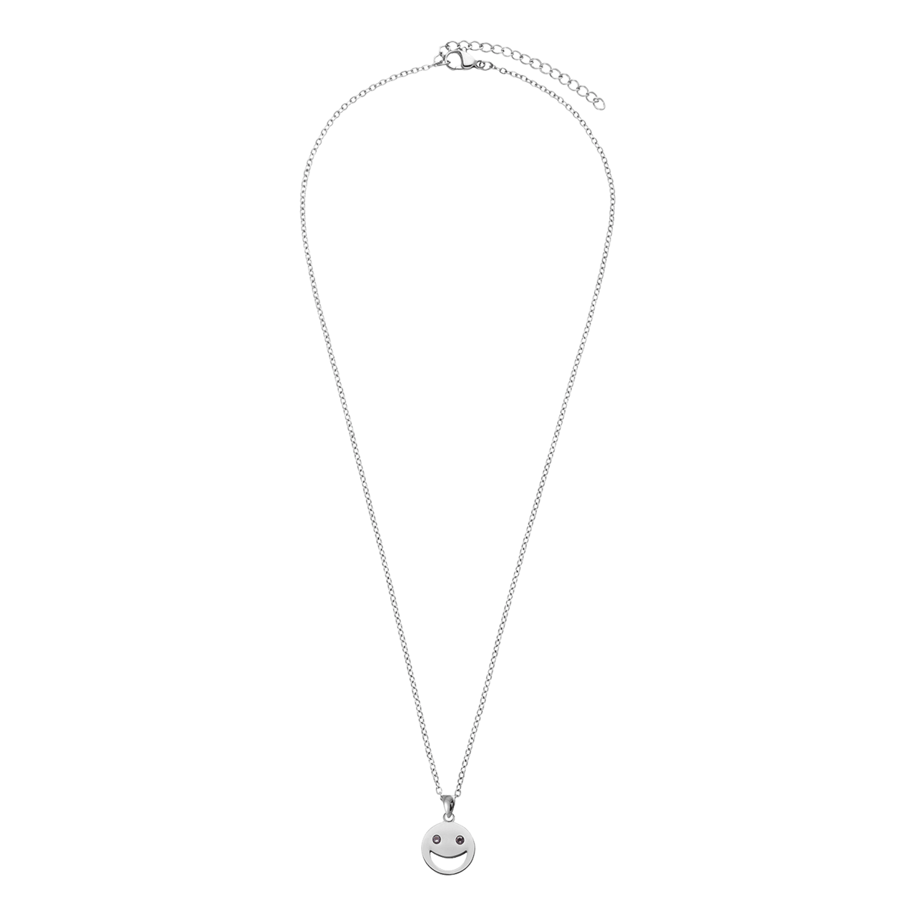 LivLiv stainless steel ketting smiley met roze zirkonia voor dames