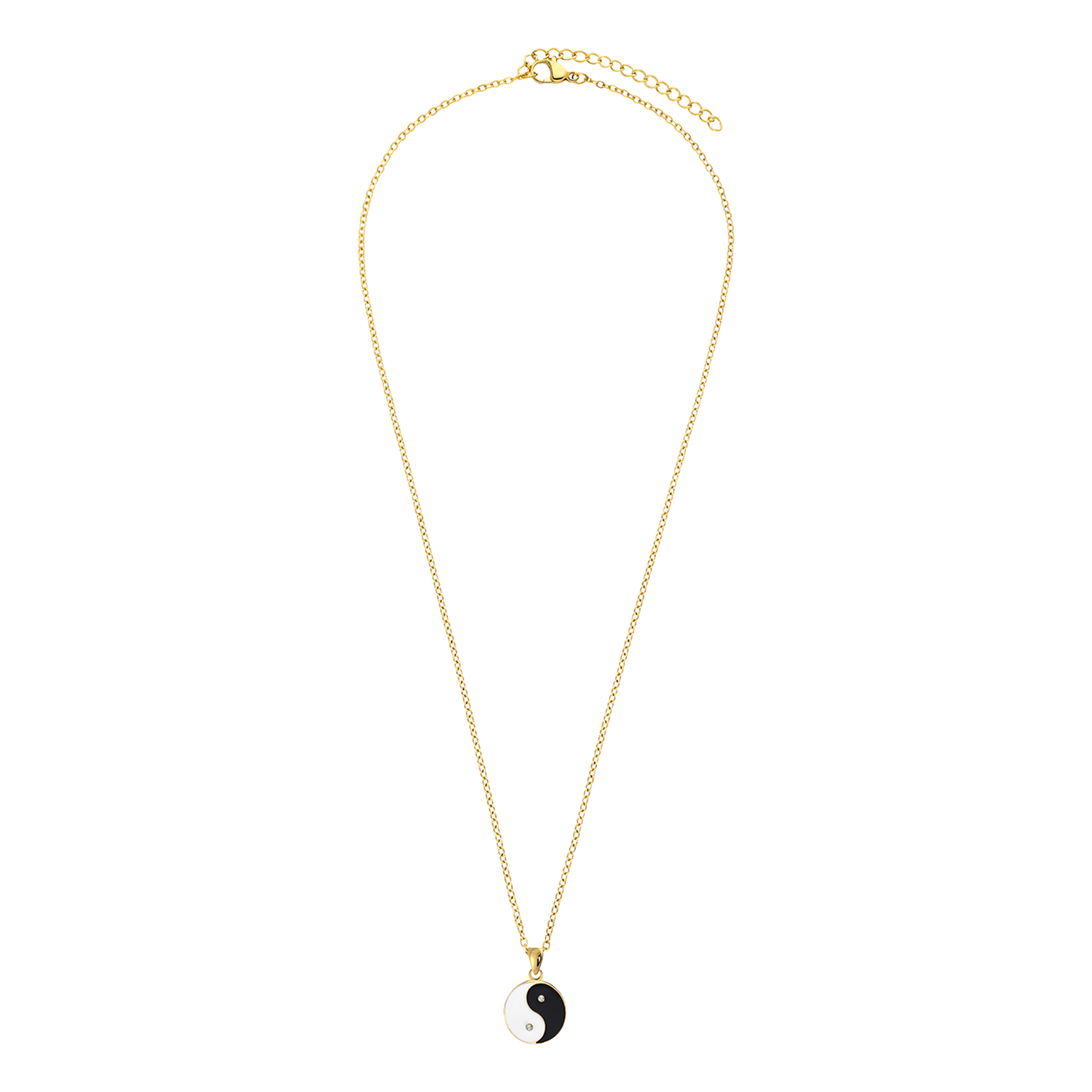Stalen goldplated kinderketting met hanger met zirkonia