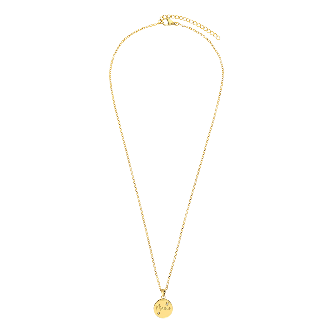 Stalen goldplated ketting met hanger met zirkonia voor dames