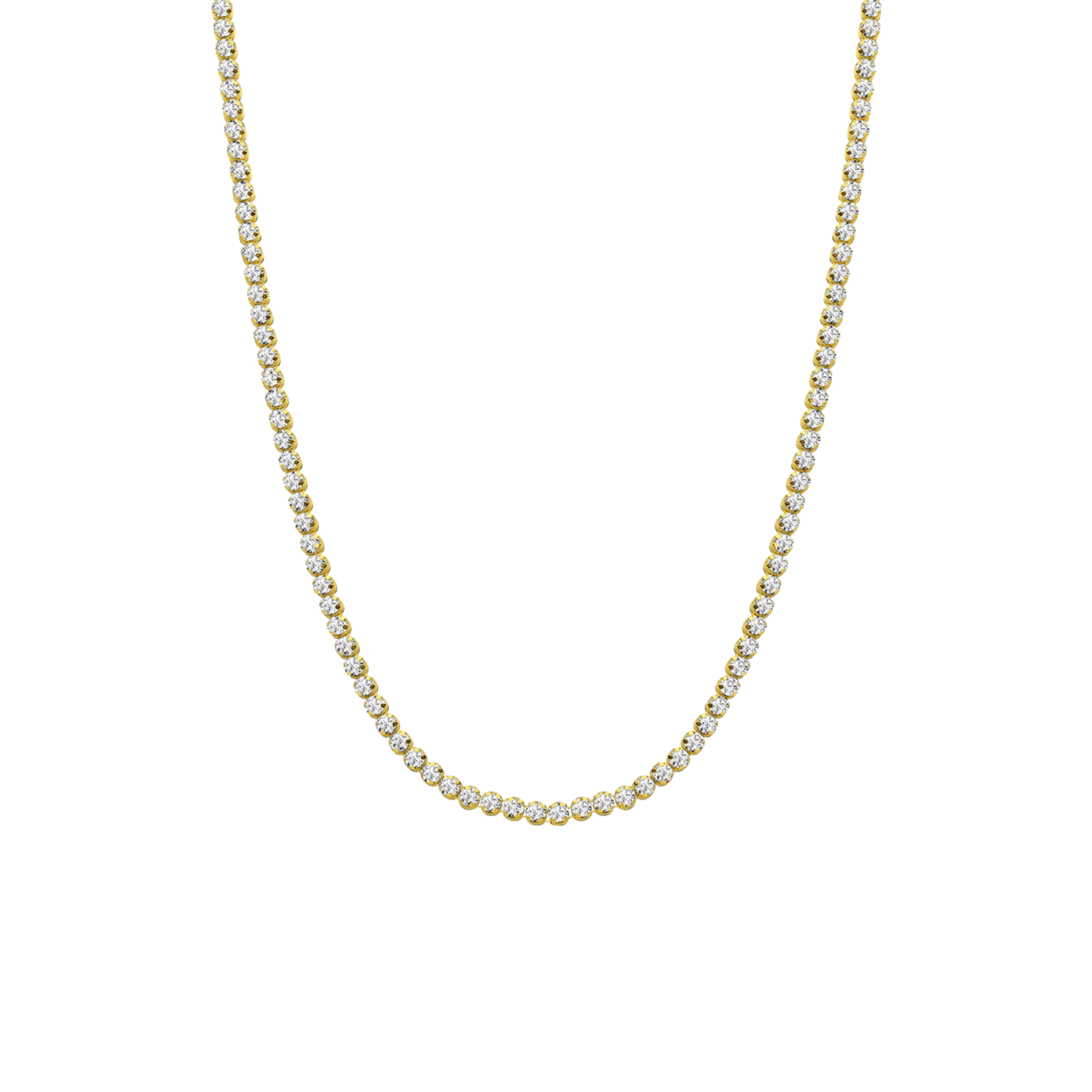Zilveren goldplated set ketting en armband zirkonia