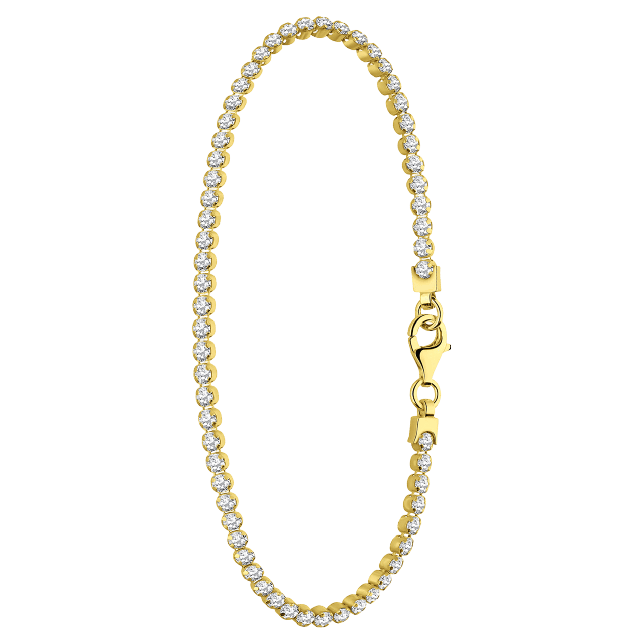Zilveren goldplated set ketting en armband zirkonia