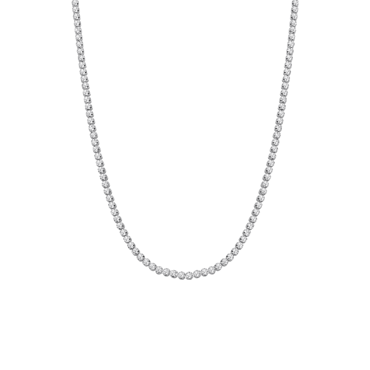 Zilveren set ketting, armabnd een oorknoppen zirkonia