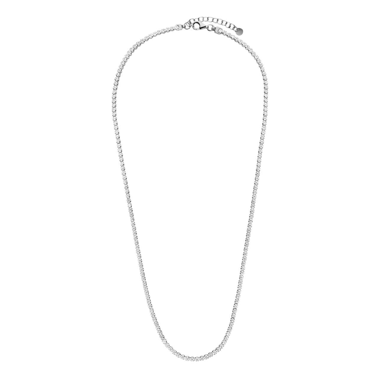 Zilveren set ketting, armabnd een oorknoppen zirkonia