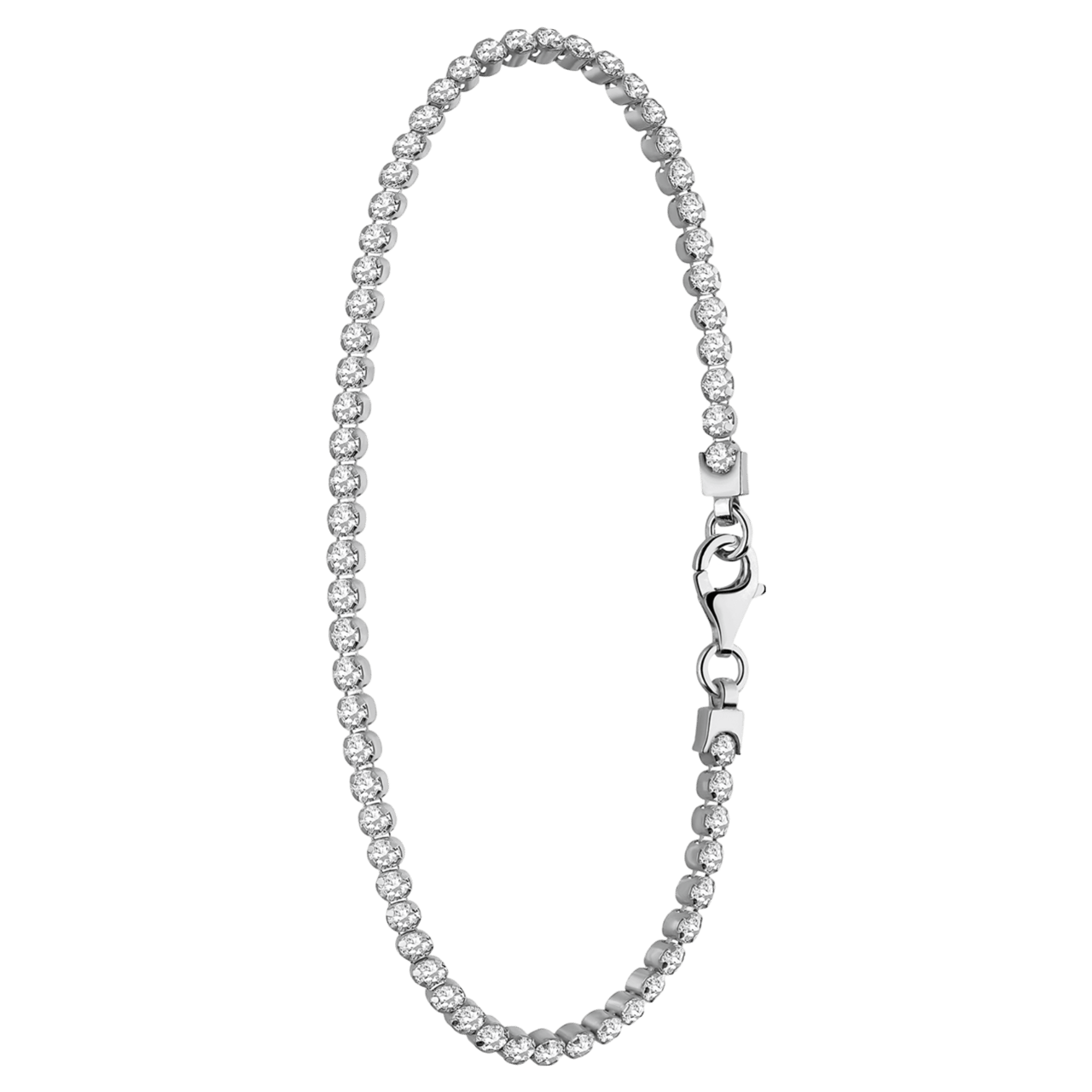 Zilveren set ketting, armabnd een oorknoppen zirkonia
