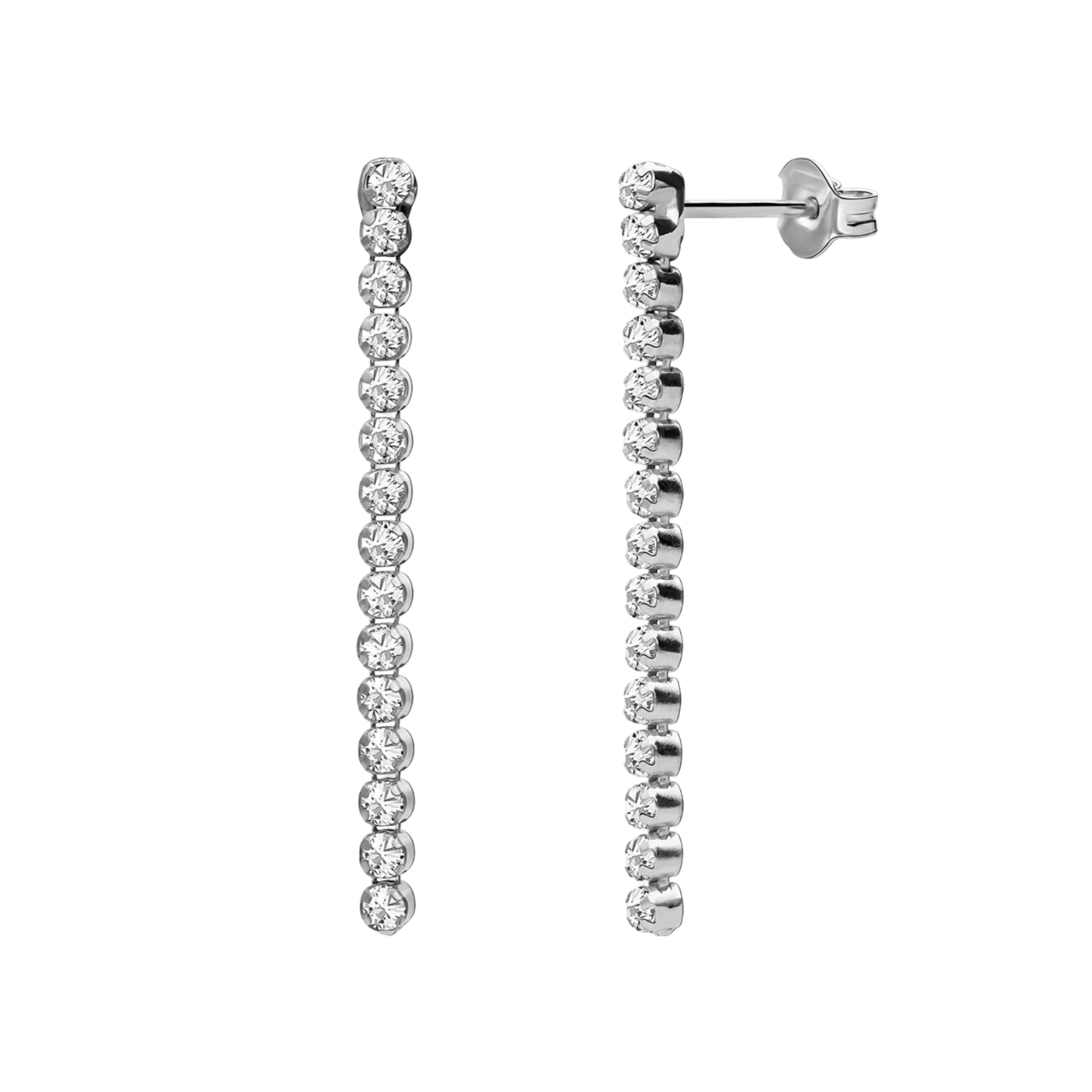 Zilveren set ketting, armabnd een oorknoppen zirkonia