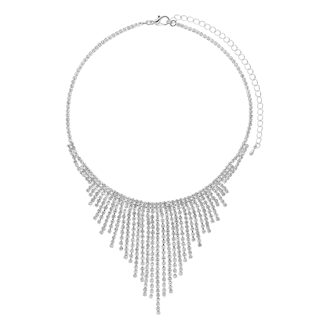 Zilverkleurige bijoux set met ketting en oorbellen