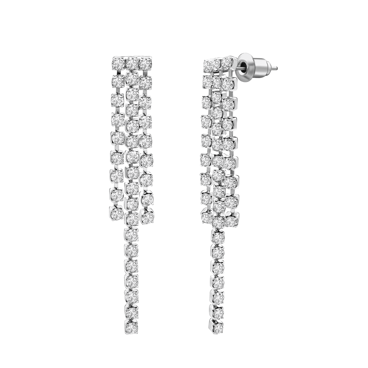 Zilverkleurige bijoux set met ketting en oorbellen