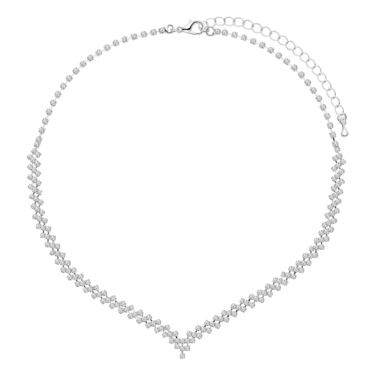 Zilverkleurige bijoux set met stras