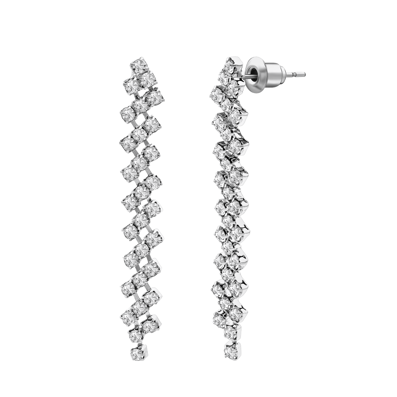 Zilverkleurige bijoux set met stras