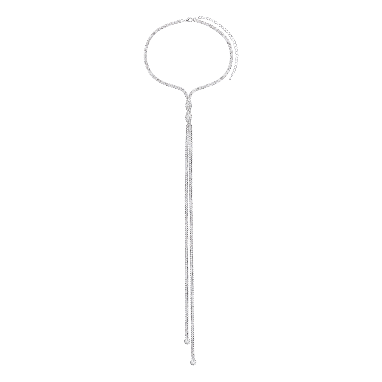Zilverkleurige bijoux set met ketting en oorbellen