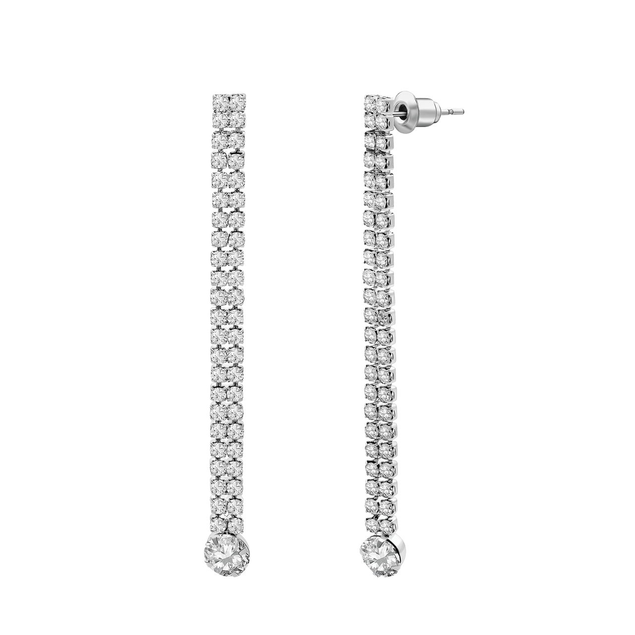Zilverkleurige bijoux set met ketting en oorbellen