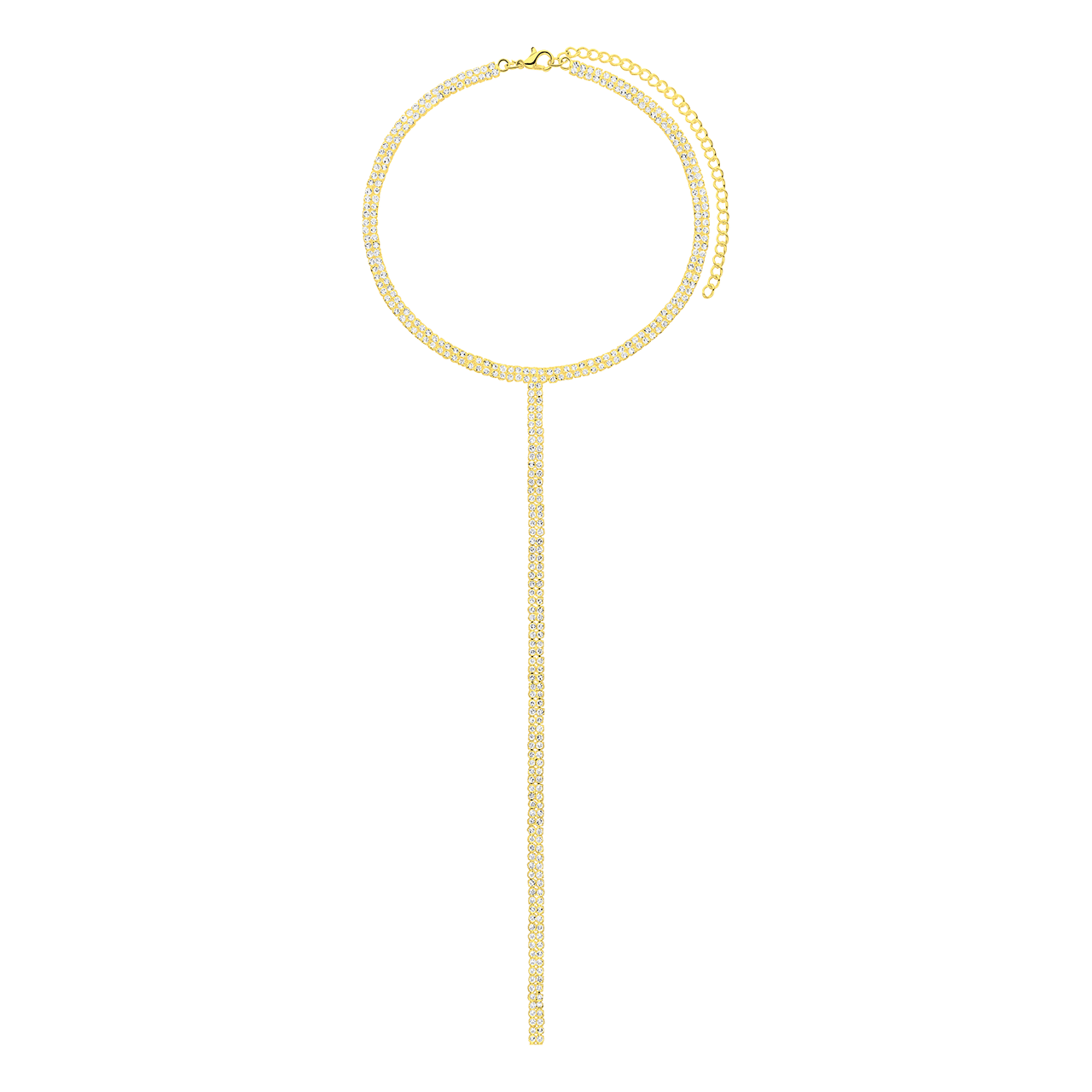 Goudkleurige bijoux set met ketting en oorbellen stras