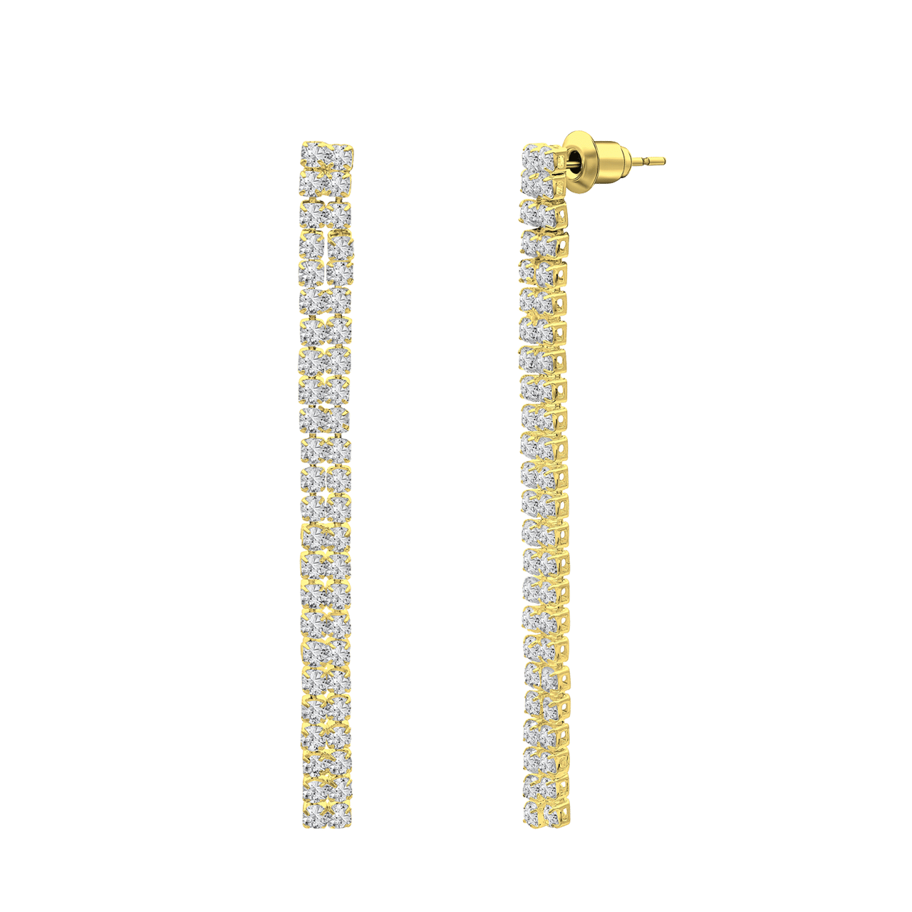Goudkleurige bijoux set met ketting en oorbellen stras