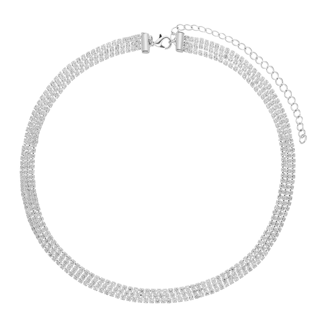 Zilverkleurige bijoux set met ketting en oorbellen