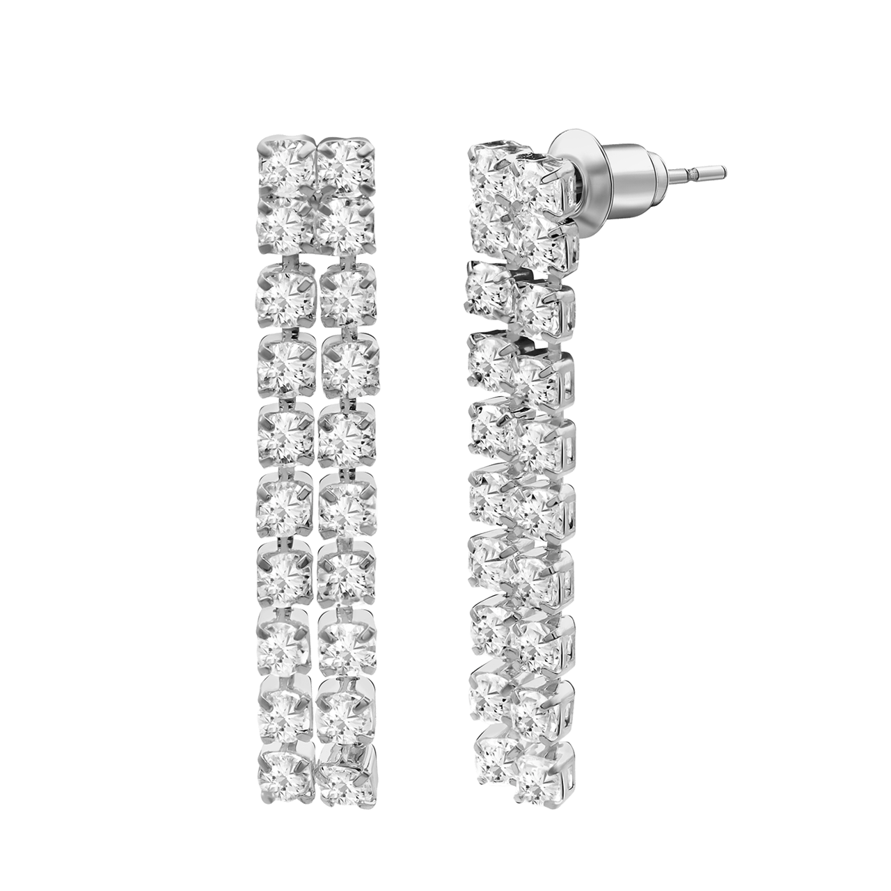 Zilverkleurige bijoux set met ketting en oorbellen