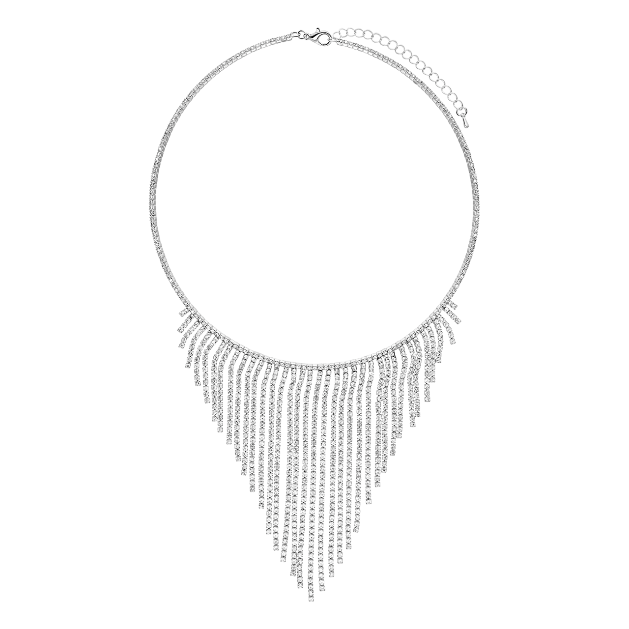 Zilverkleurige bijoux set ketting met oorbellen