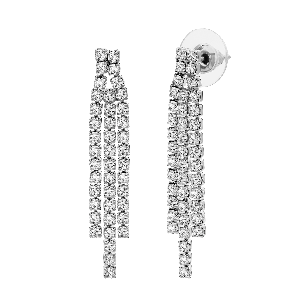 Zilverkleurige bijoux set ketting met oorbellen