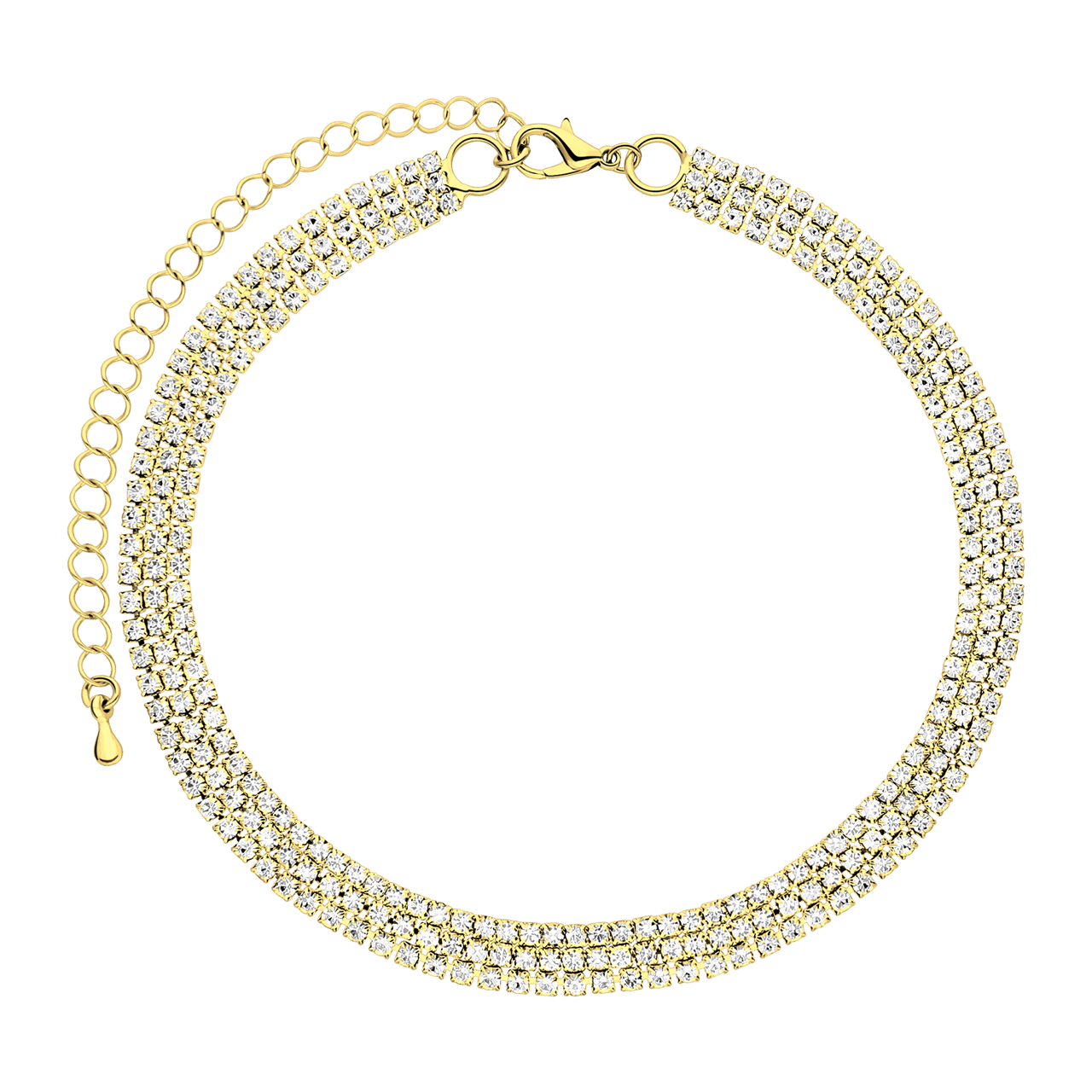 Goudkleurige bijoux driedubbele ketting strass
