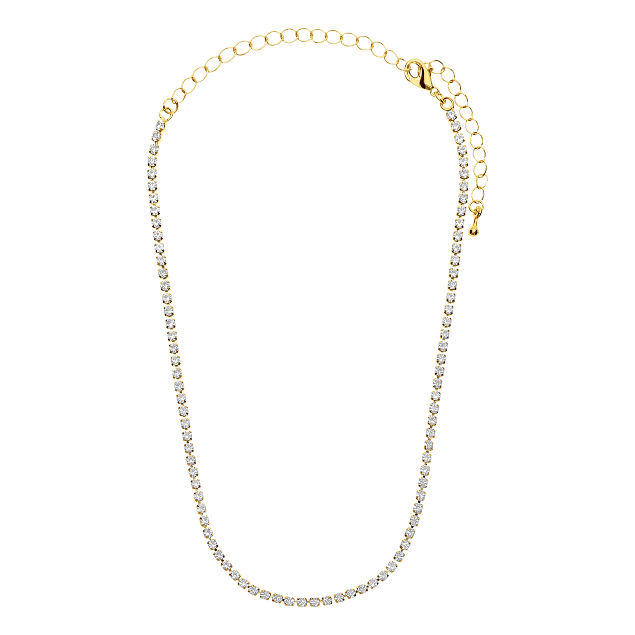 Goudkleurige bijoux ketting met strass wit