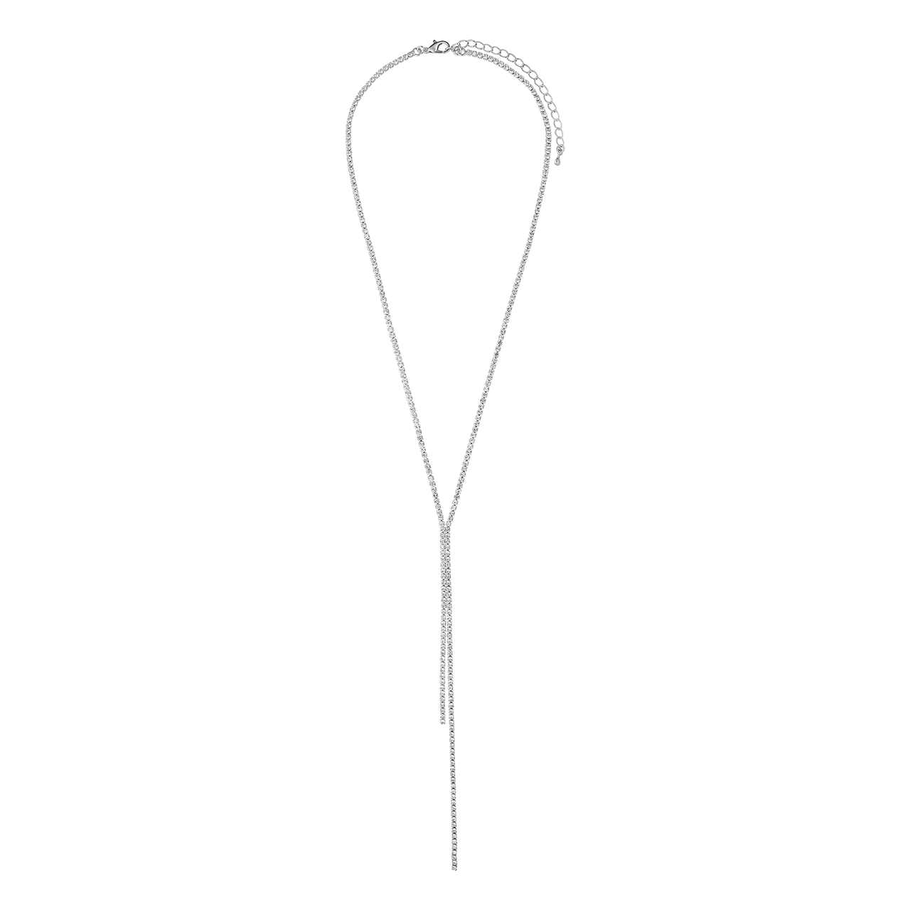 Zilverkleurige bijoux set met ketting en armband strass