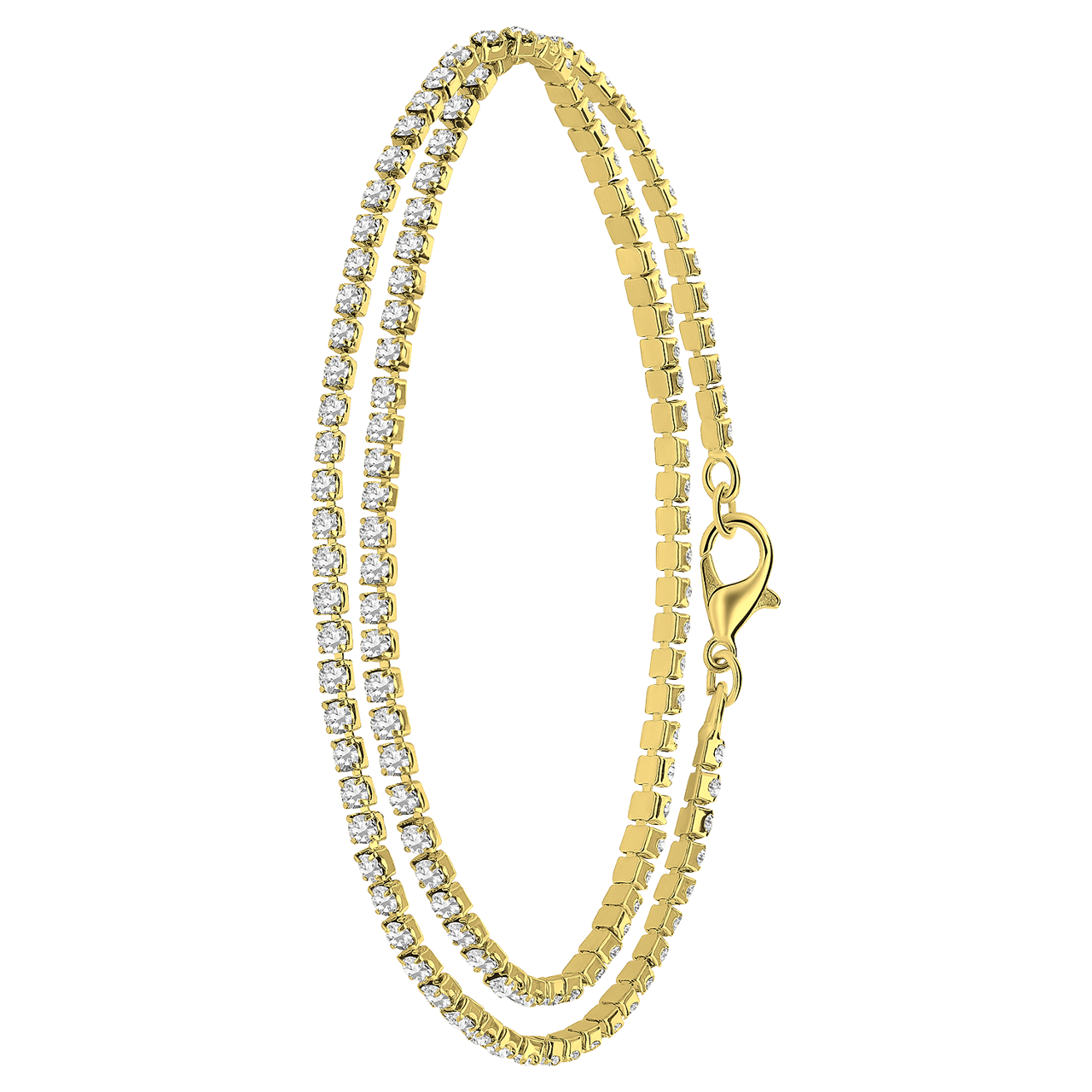 Goudkleurige bijoux set met ketting en armband strass