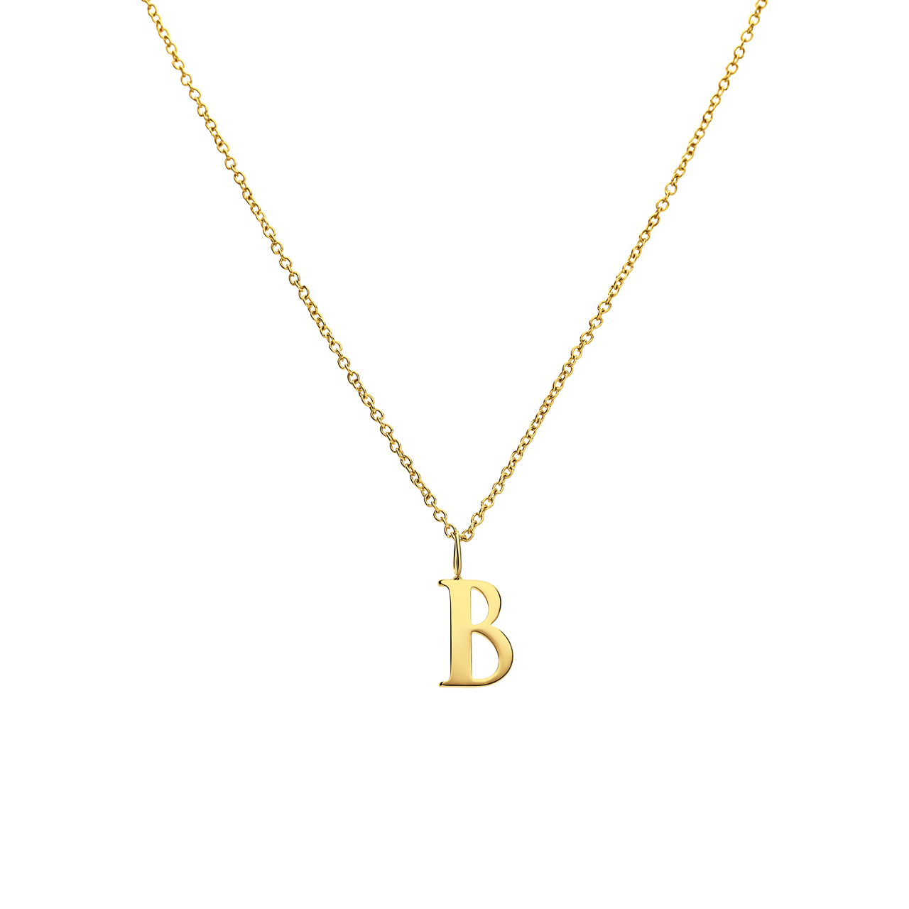Stalen goldplated ketting met letterhanger B voor dames