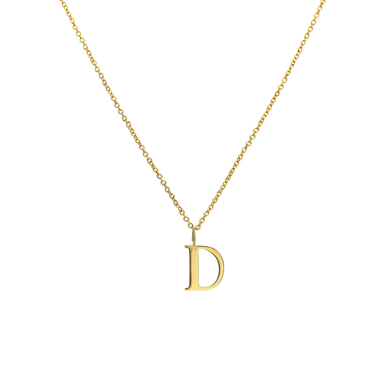 Stainless steel goldplated ketting met letterhanger D voor dames