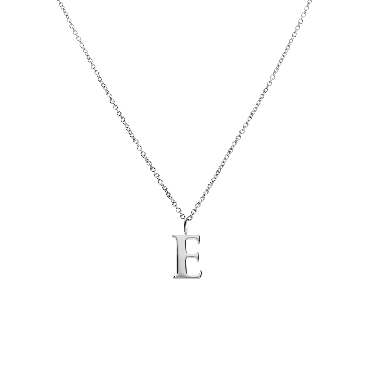Stainless steel ketting letter E