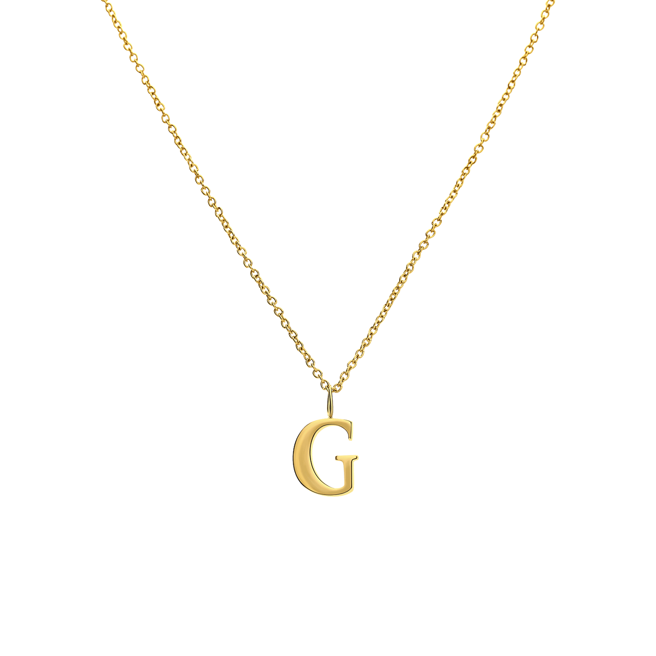 Stalen goldplated ketting met letterhanger G voor dames