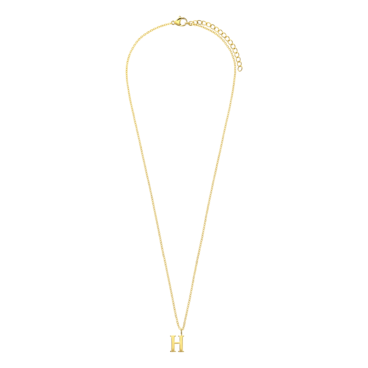 Stainless steel goldplated ketting met letterhanger H voor dames
