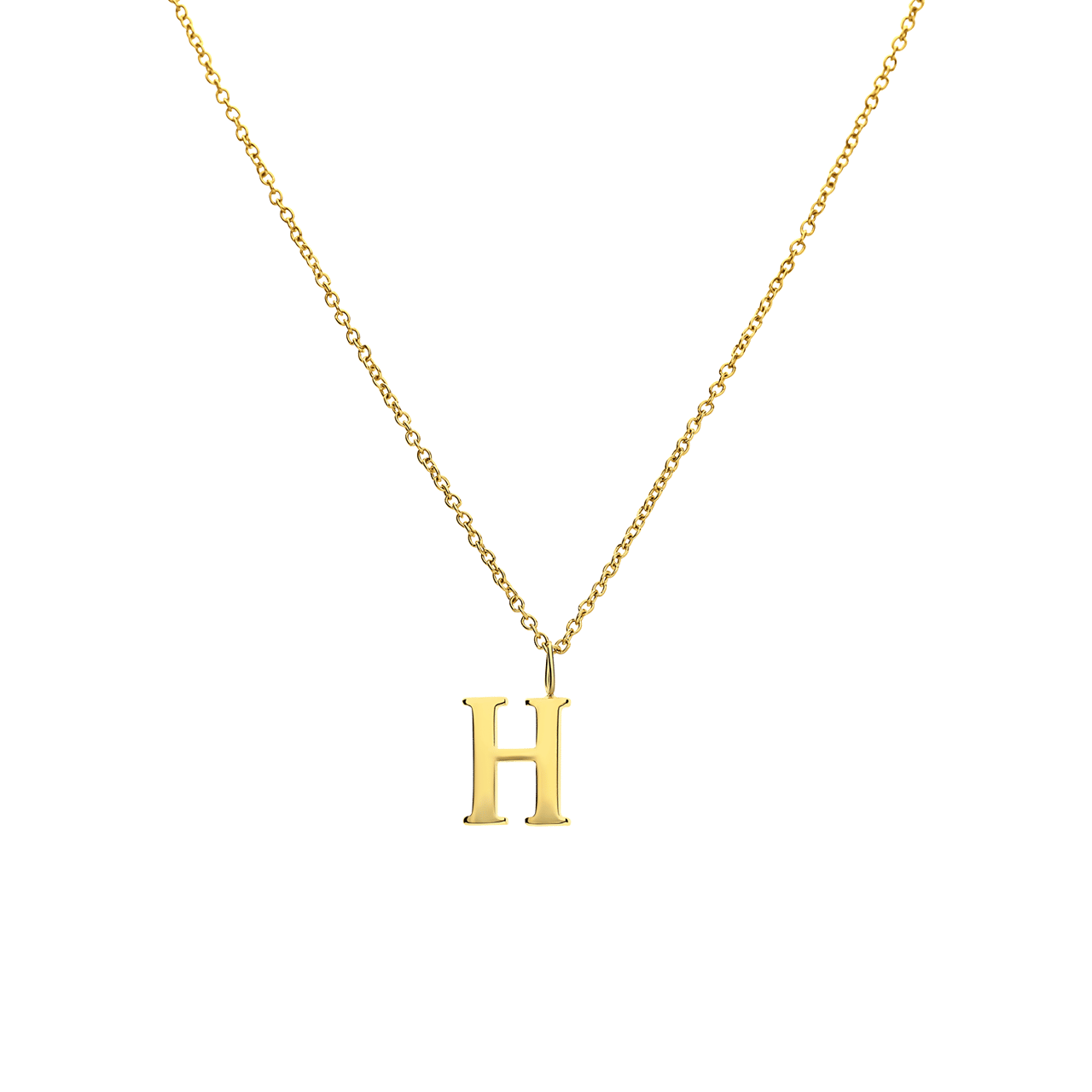 Stainless steel goldplated ketting met letterhanger H voor dames